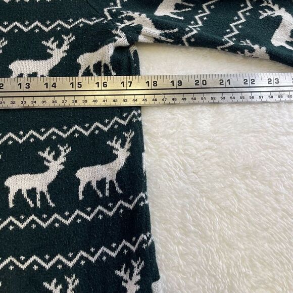 Forever 21 Medium Holiday Cardigan Green Reindeer Print Button Sweater - Picture 7 of 13